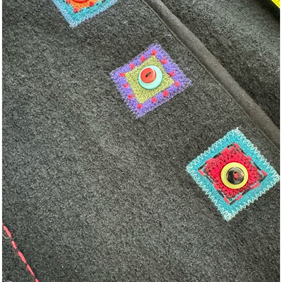 Coldwater Creek Womens Small Black Embroidered Snap Button Wool Cardigan (READ) - Picture 11 of 13